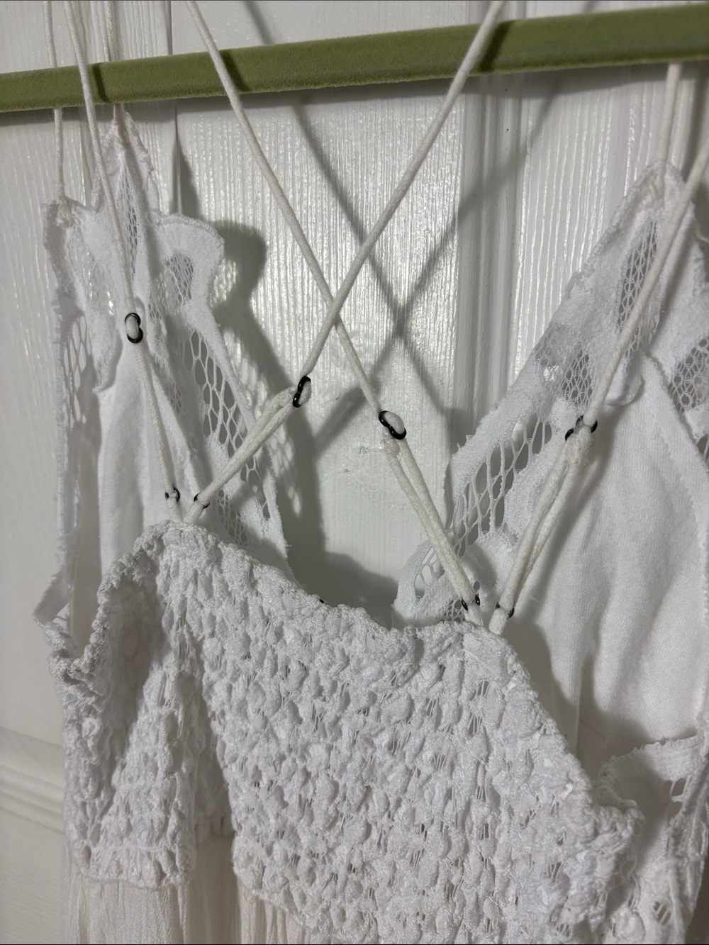 FREE PEOPLE FP One Adella Slip Dress Solid White Bride Lace Mini Ruffles Small - Picture 10 of 12